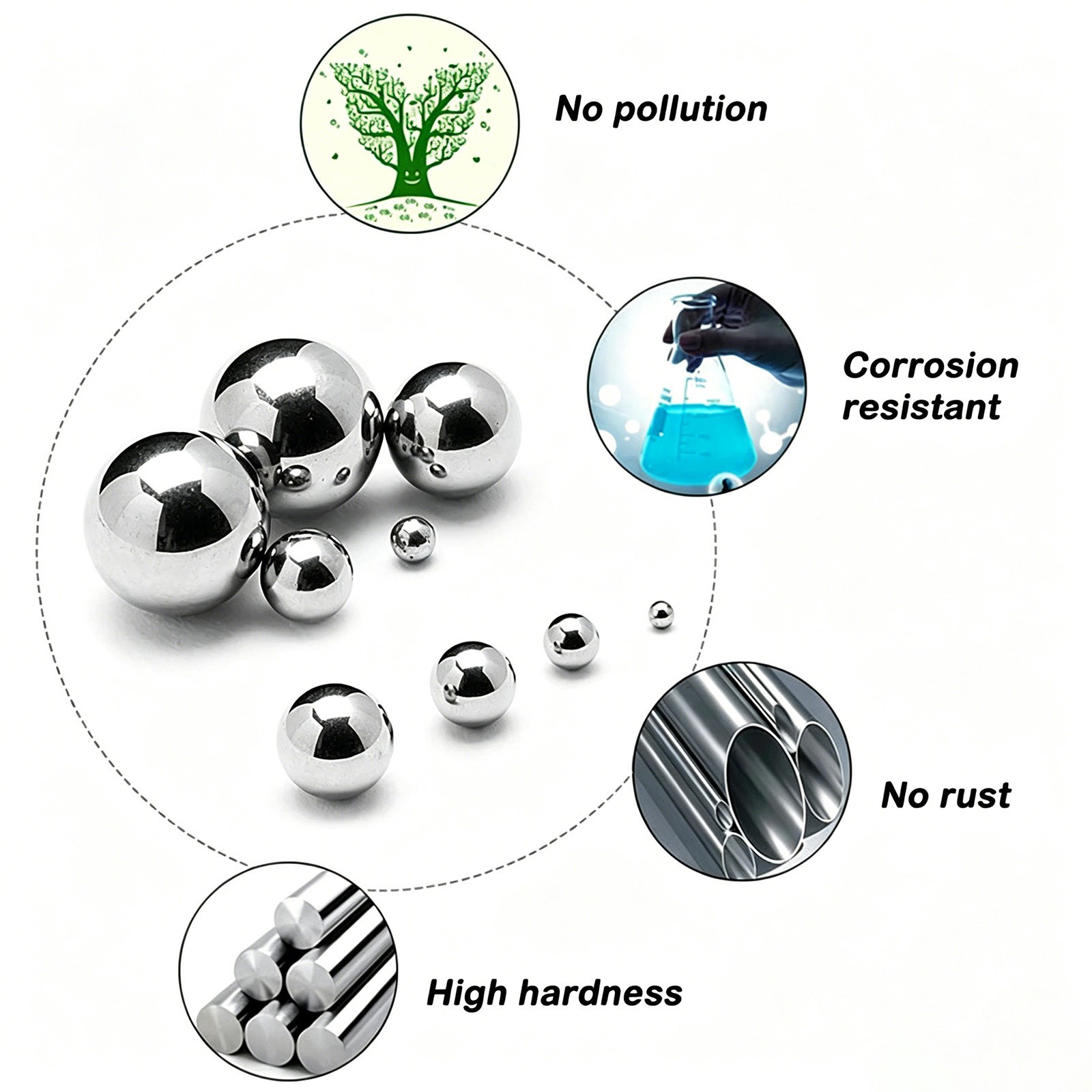 304 Stainless Steel Ball Dia 1mm-125mm High Precision Bearing Balls Smooth Ball