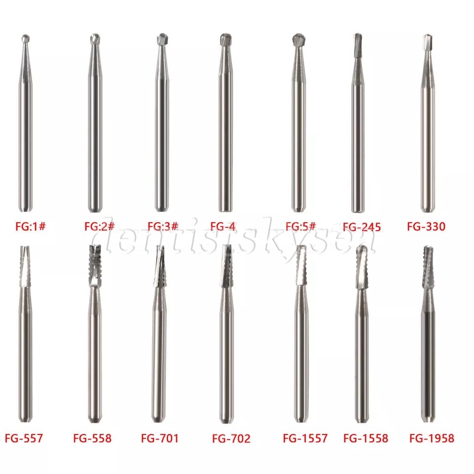 10-100 Pcs Dental FG Tungsten Steel Carbide Burs Drill High-Speed Handpiece
