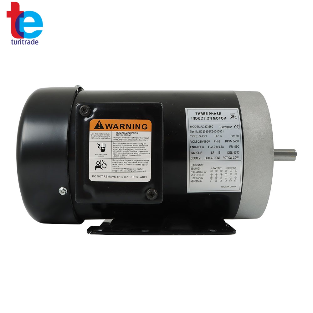 3 HP General Purpose Electric Motor 3 Phase 56C Frame 3450 RPM TEFC 230/460V