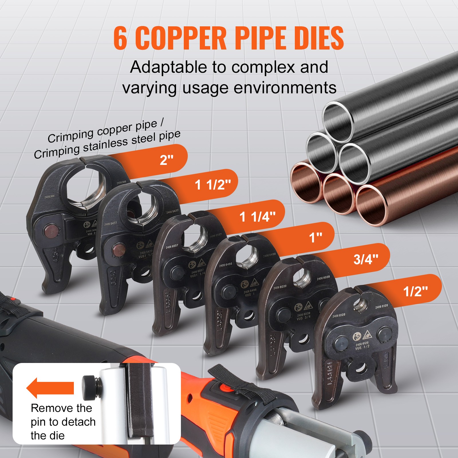 1/2″-2″ Pro Press Tool Pipe Crimping Kit with 6 Jaws DC18V PZ-3240