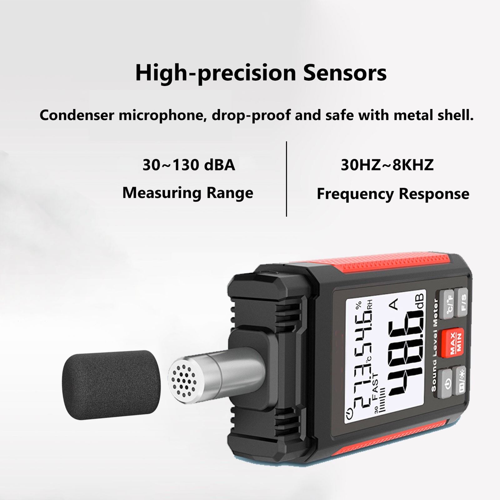 Sound Level Meter – Portable Noise Decibel Meter 30-130dBA with A Weighted