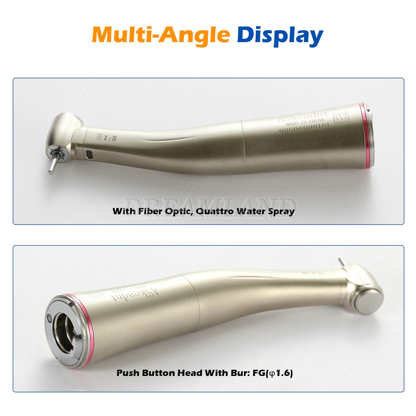 Dental 1:5 LED Electric Handpiece Fiber Optic Contra Angle NSK Style