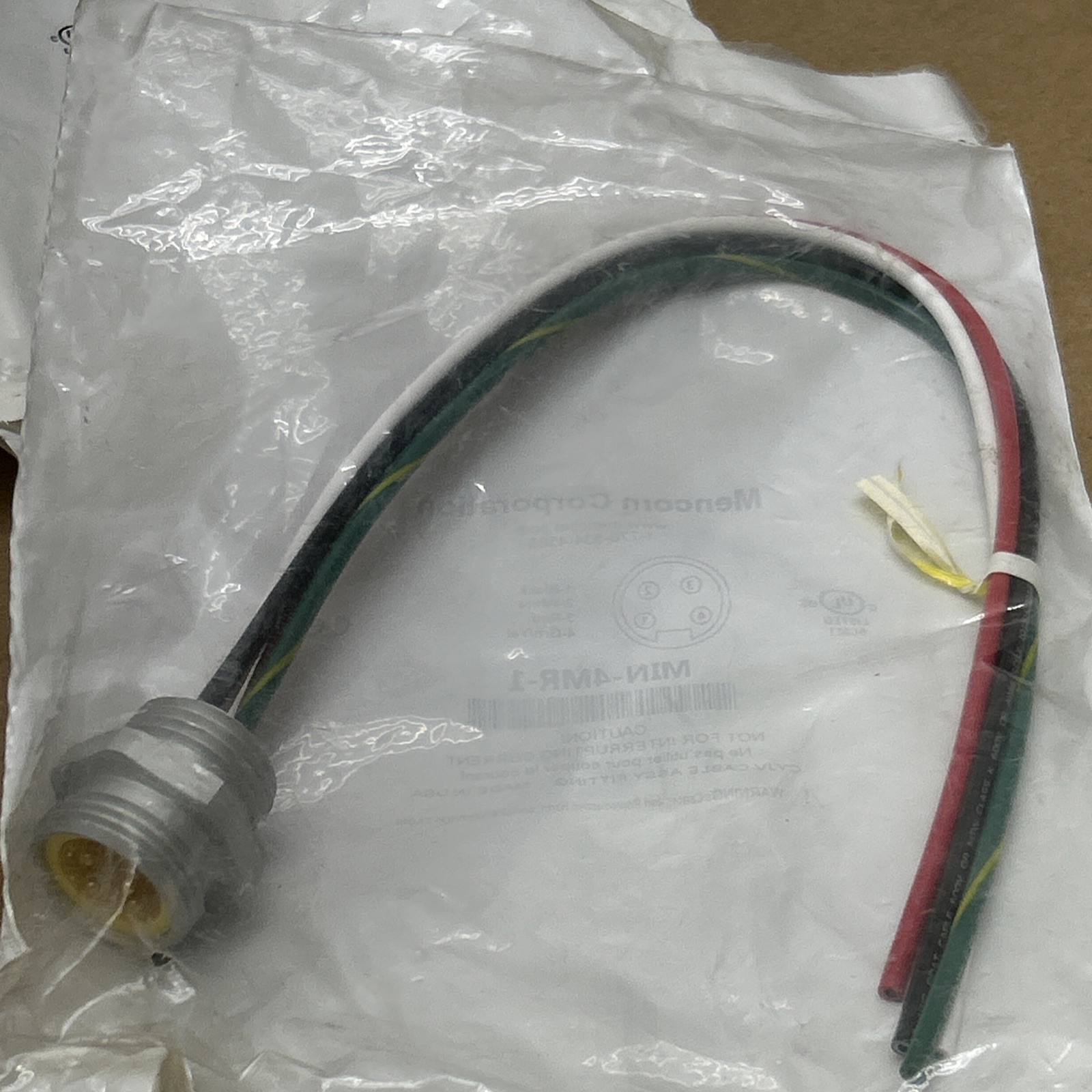 (5) Mencom MIN-4MR-1 Receptacle, Male, 4 Conductors, 1′ Cable – NEW