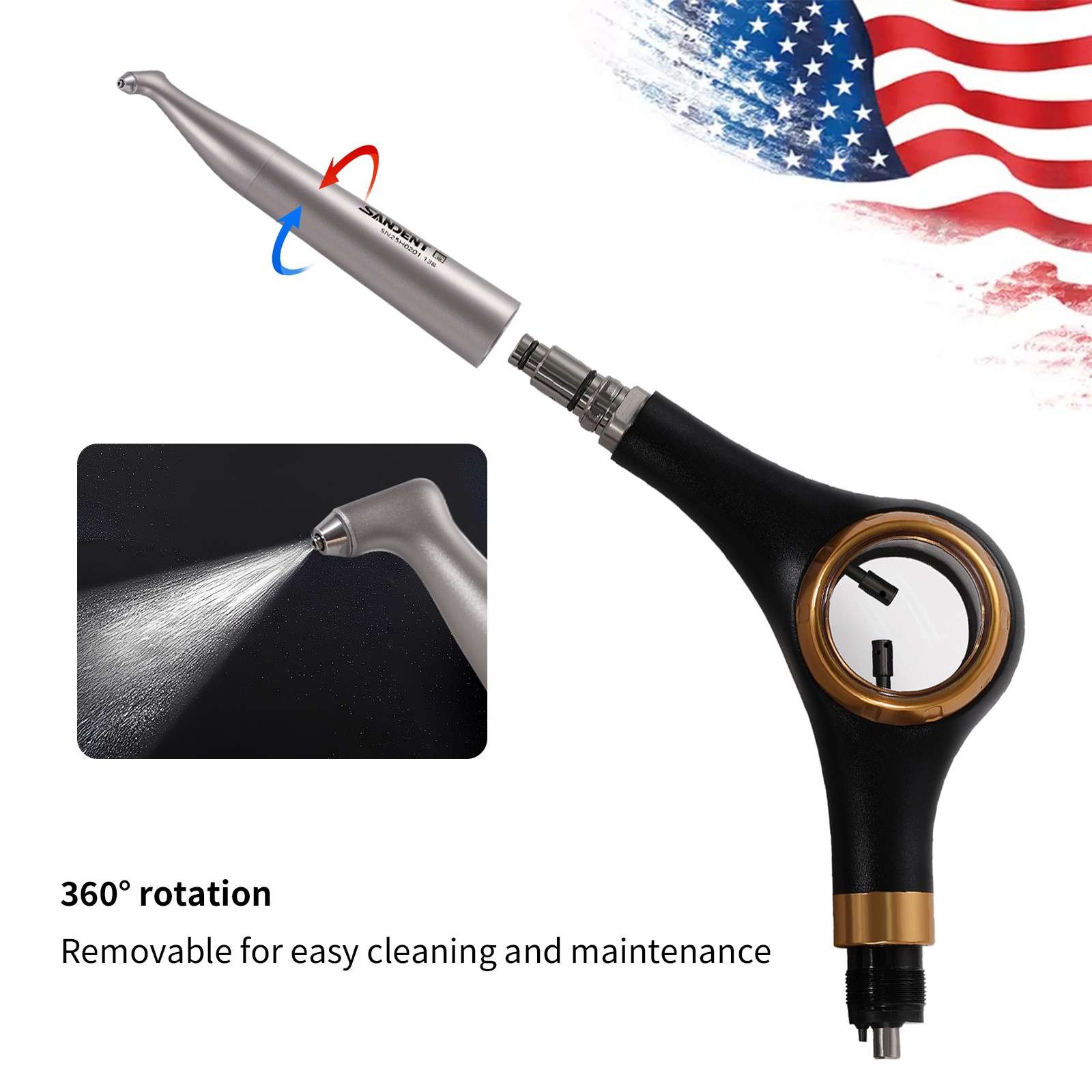 NSK Style Dental Low Slow Speed Contra Angle Handpiece Latch E-type YBB-Gold