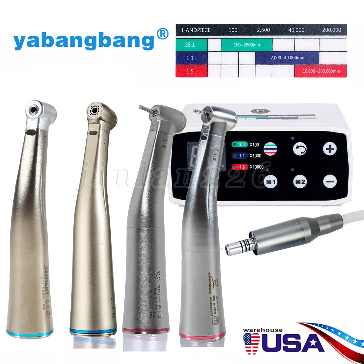Dental Electric LED Brushless Micro Motor/1:5 Increasing Fiber Handpiece