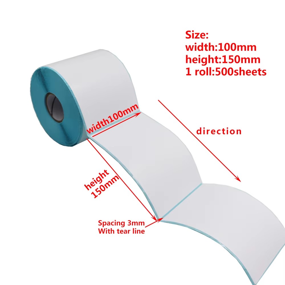 4×6″ Direct Thermal Shipping Labels Self-Adhesive Paper,500 Per Roll