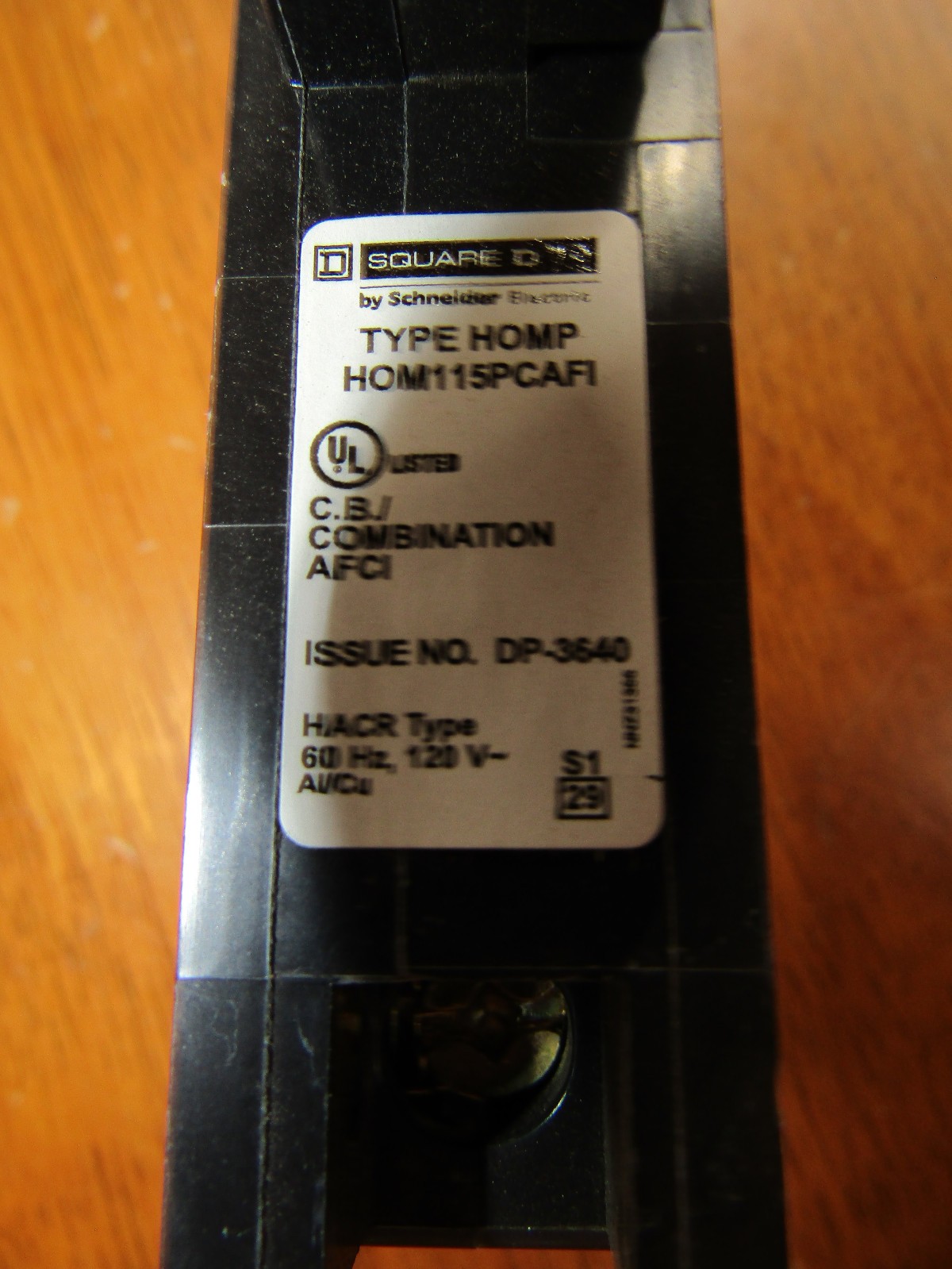 SQUARE D HOMELINE 1-HOM115PCAFI 15A 1- HOM120PCAFI 20 AFCI Circuit Breaker