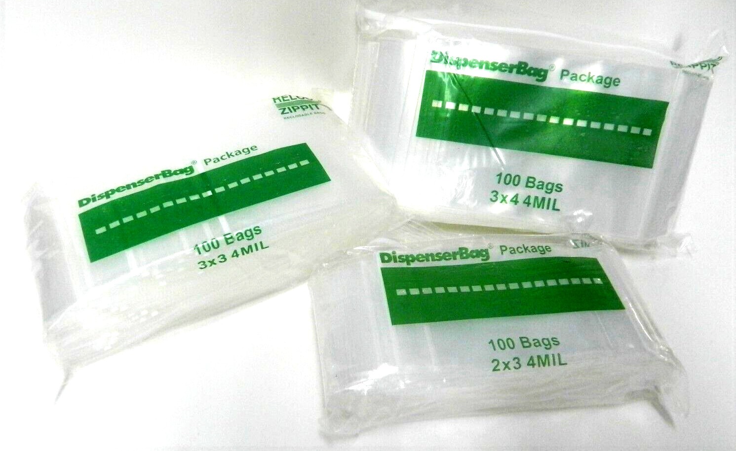 300 Bags 4 Mil Reloc Zippit 3 Size Assortment 2×3 3×3 3×4 Zip Top Seal 4mil