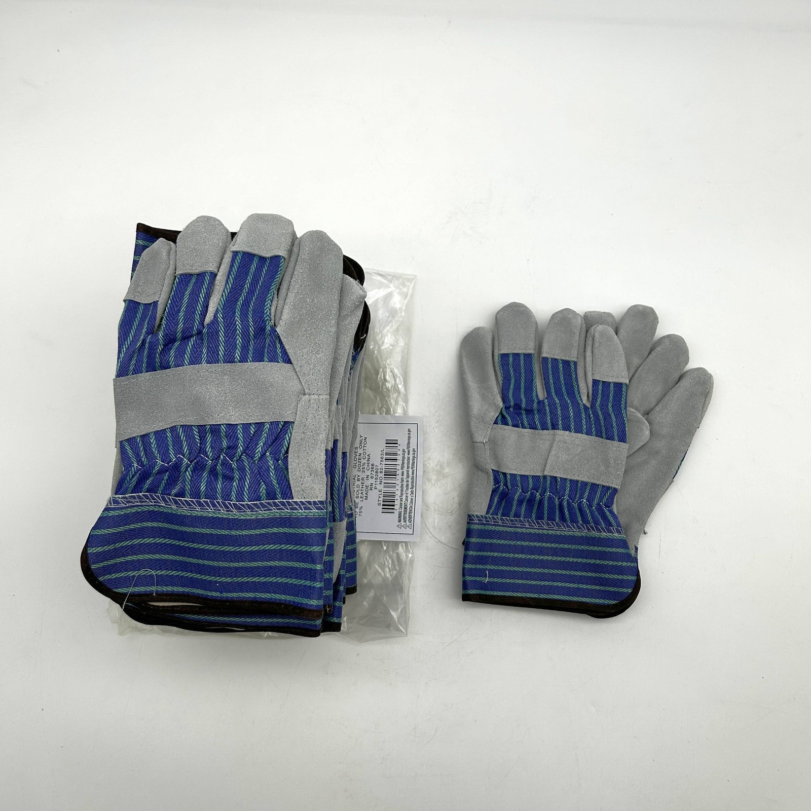 PIP 82-7563 Leather Palm Gloves Sz Large Gunn Cut Safety Cuffs Wing Thumb 12prs
