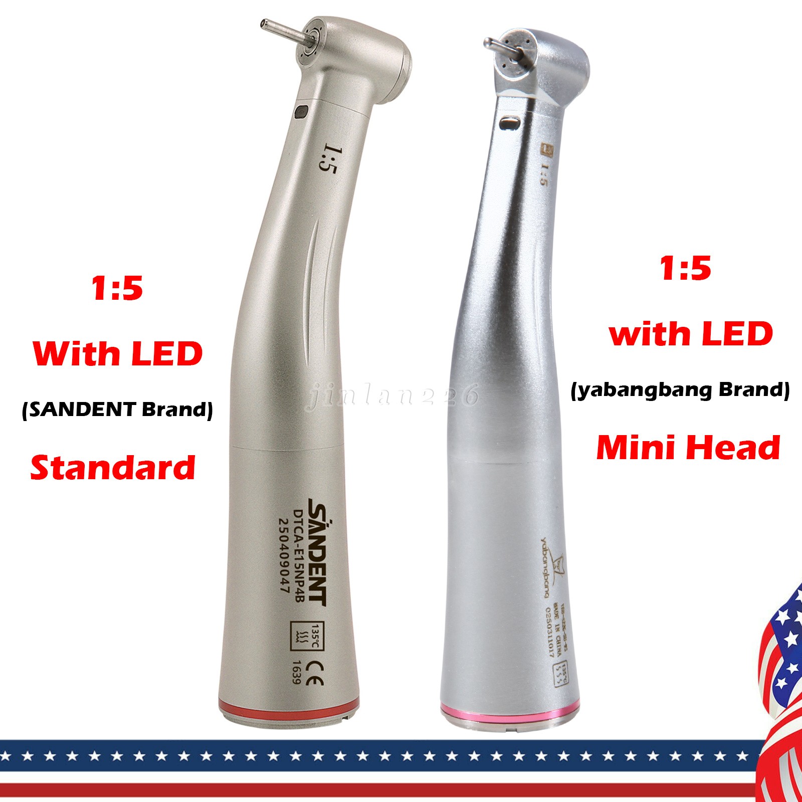 Dental 1:5 Increasing LED Fiber Optic Contra Angle Handpiece for NSK Ti-Max X95L