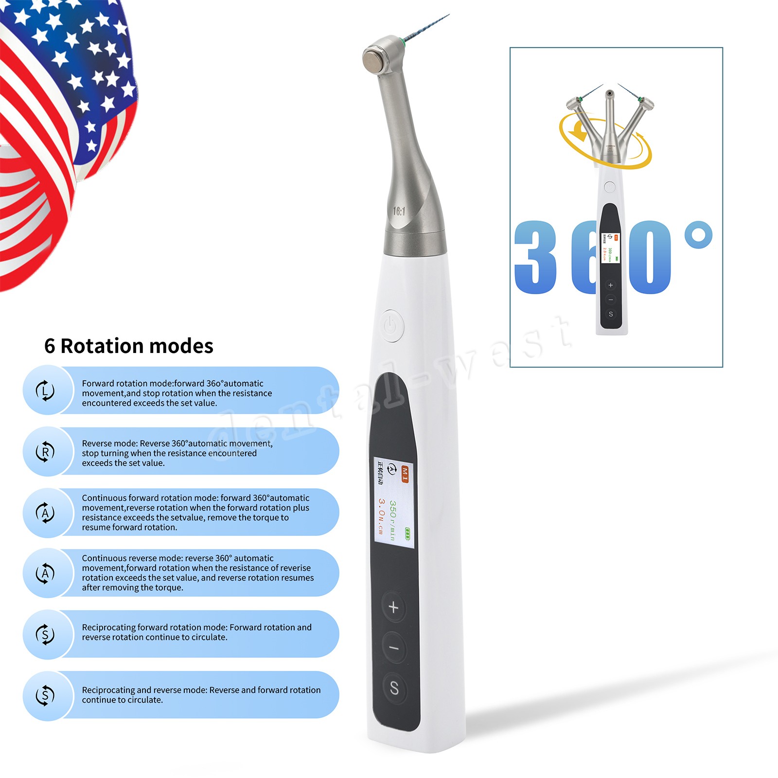 Woodpecker Style Cordless Endo Motor W/Apex Locator, Rotary & Reciprocating