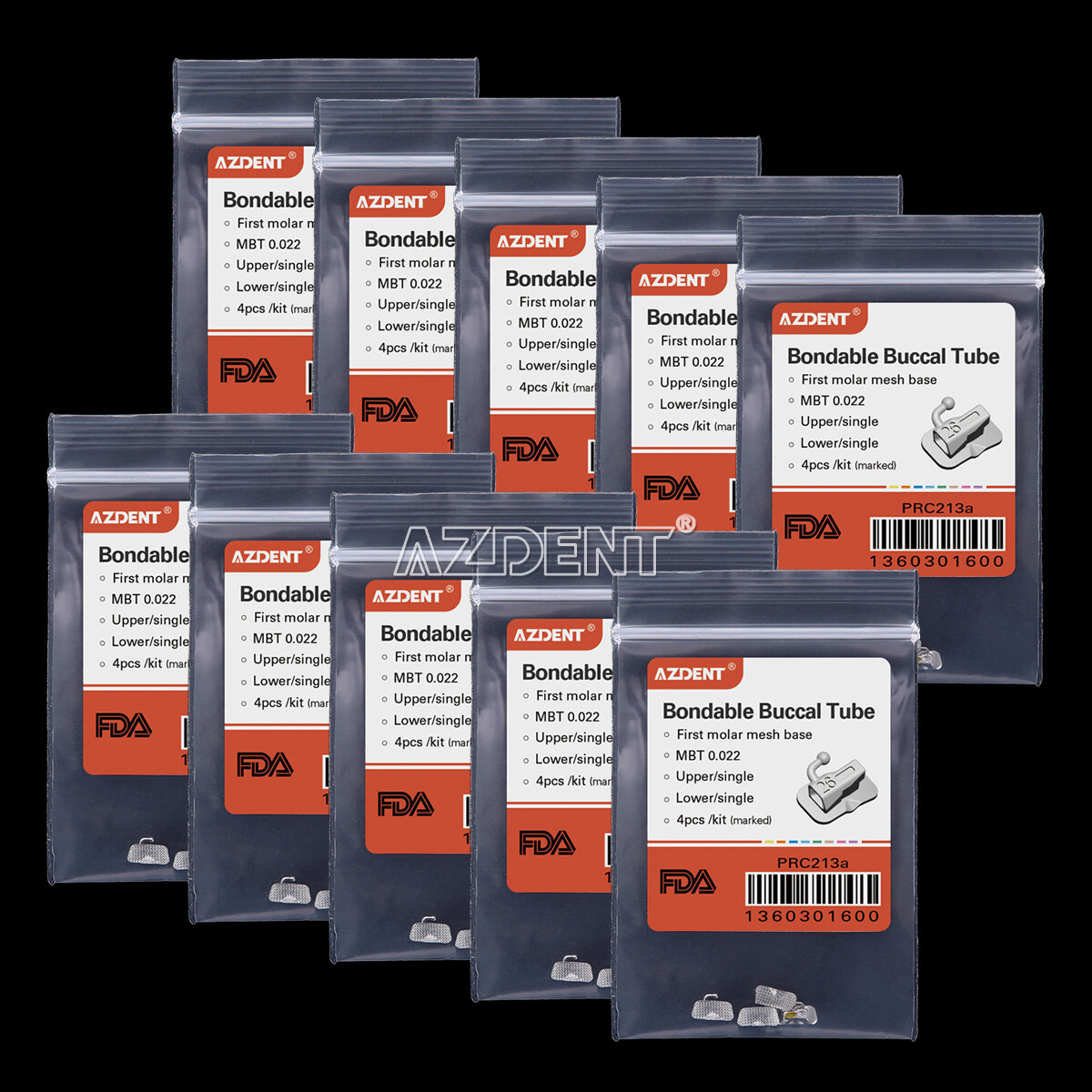 AZDENT Dental Ortho Buccal Tubes 1st Molar MBT 0.022 Bondable Non-Convertible