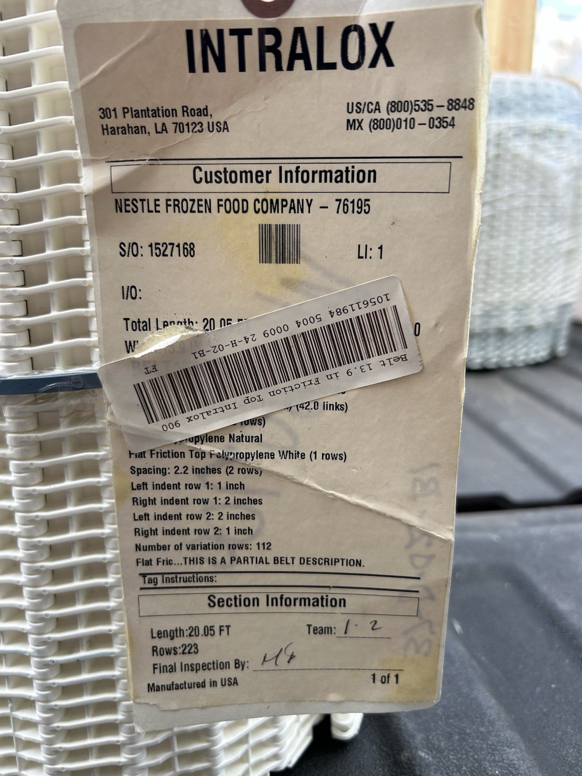 ?INTRALOX 1100 SERIES FLUSH GRID FRICTION TOP POLYPROPYLENE 20.0FT L – 10 IN. W