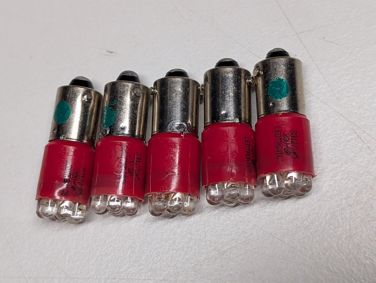 5PC LEDTronics B3127CR5 Miniature Red LED Lamp Light Bulb Ba9s T3-1/4 28v
