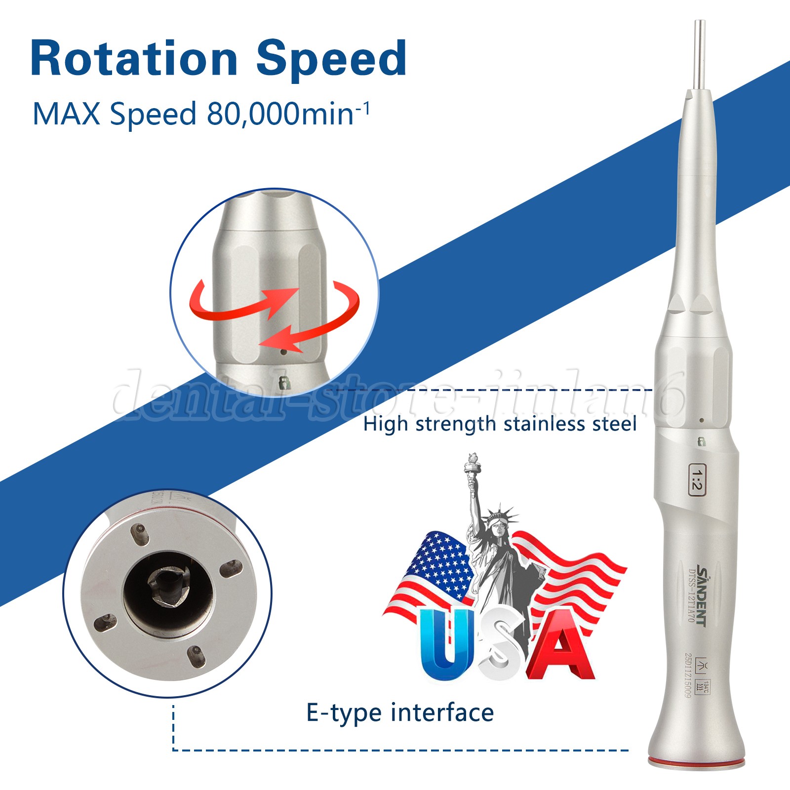Dental 1:2 Increasing Surgical Osteotomy Handpiece Straight E-type HP Φ2.35mm