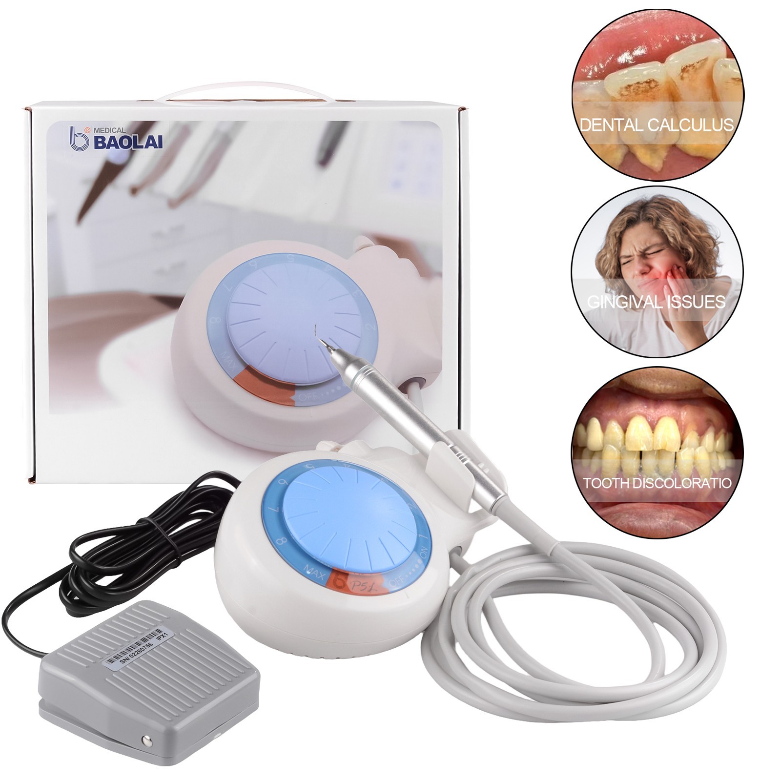 Baolai P5L Dental Ultrasonic Scaler with L3 LED Detachable Handpiece and 6 Tips
