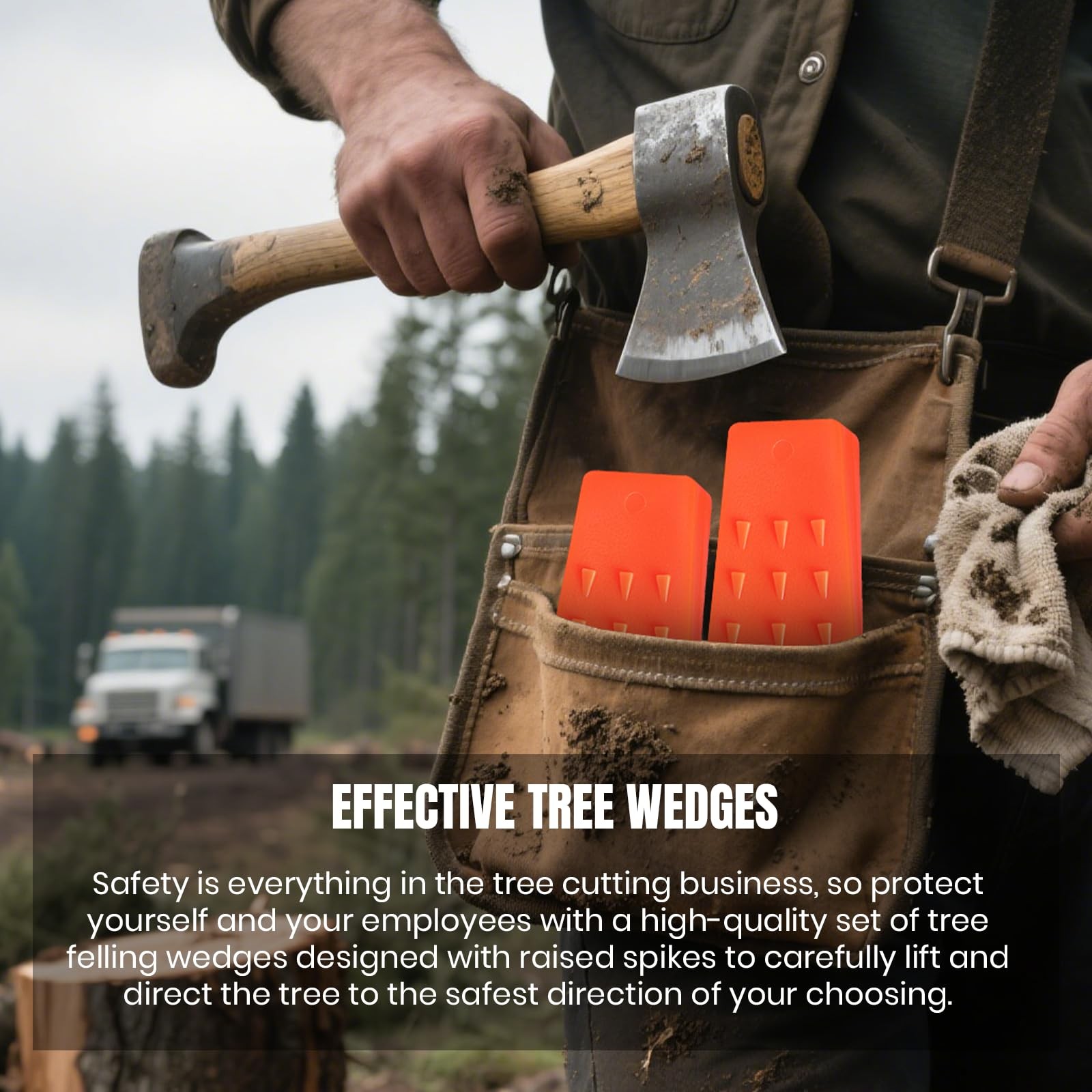 6 Pack Tree Felling Wedges with Spikes 5.5” Storage Bag and 6 Dogs
