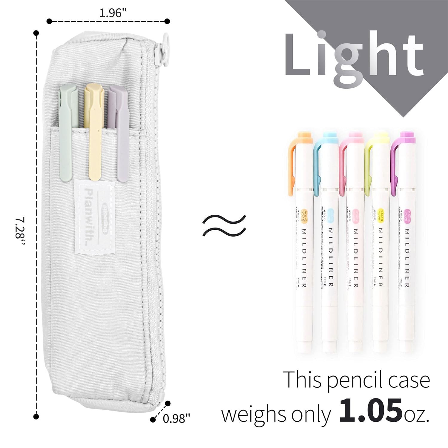 Slim Pen & Pencil Bag with Adjustable Elastic Band, Zipper Pouch for Makeup, Jou