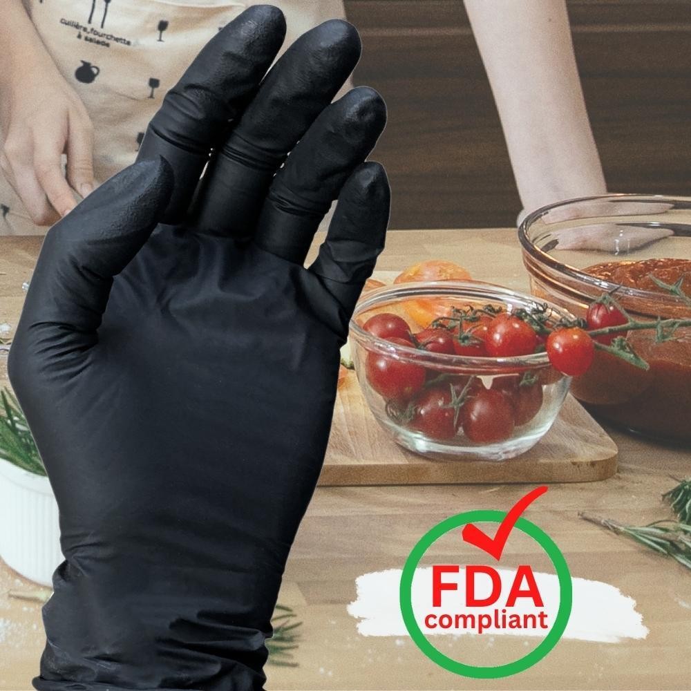 5 MIL Latex Free Black Nitrile Powder-Free Gloves 1000 Pieces, Large
