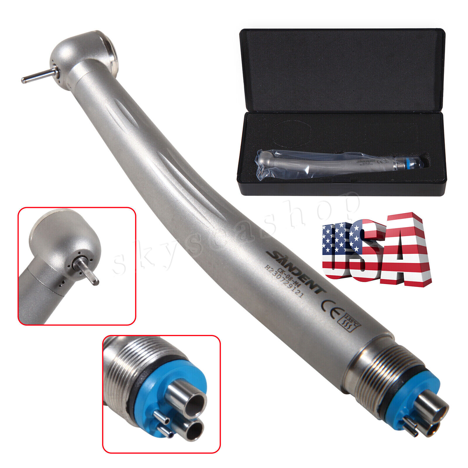 10pcs Dental High Speed Handpiece Ceramic Bearing Single Spray 4 Holes