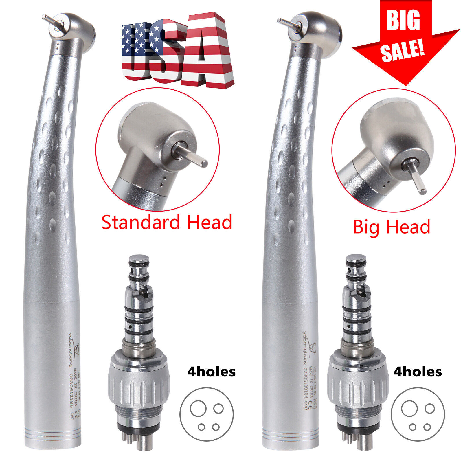 Dental Air Turbine High Speed Handpiece and 4-Hole Quick Coupler Swivel GB4/GD4