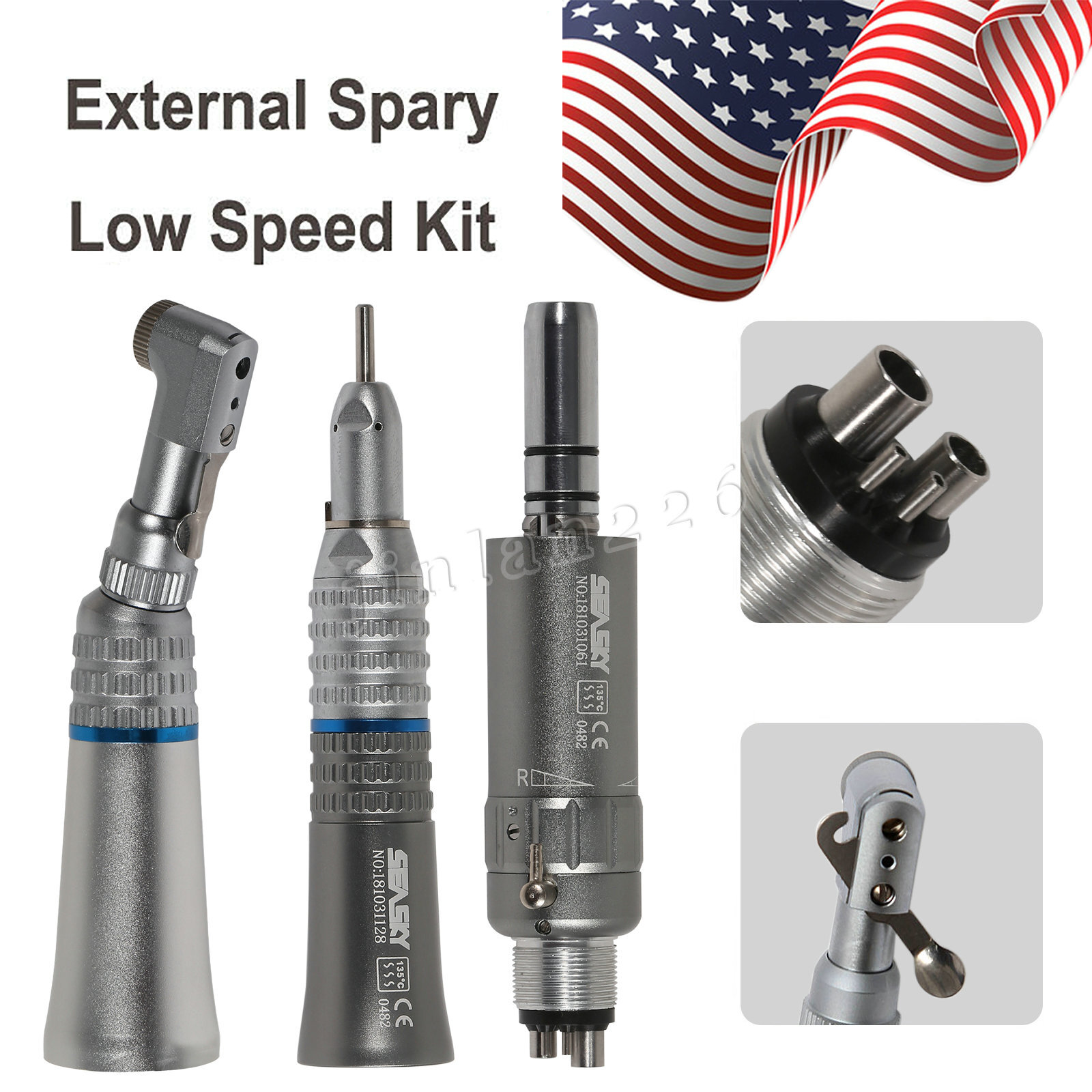 NSK Style Dental Slow Low Speed Handpiece Straight Contra Angle Air Motor 4/2H