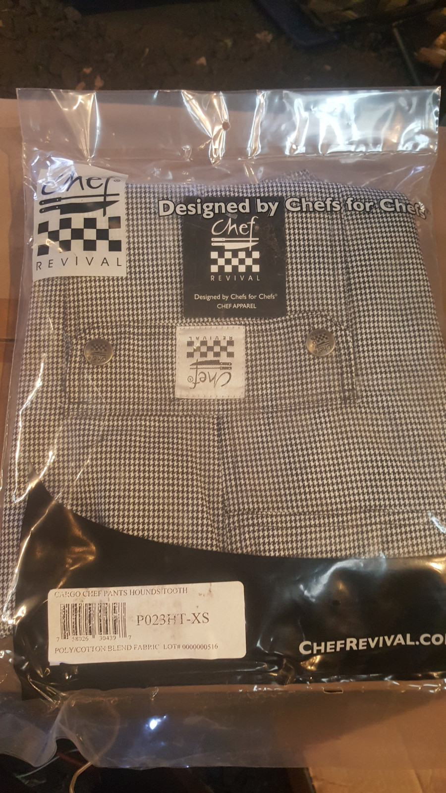 Chef Revival Cargo Chef Pants Size XSmall Hounds Tooth P023HT-xs