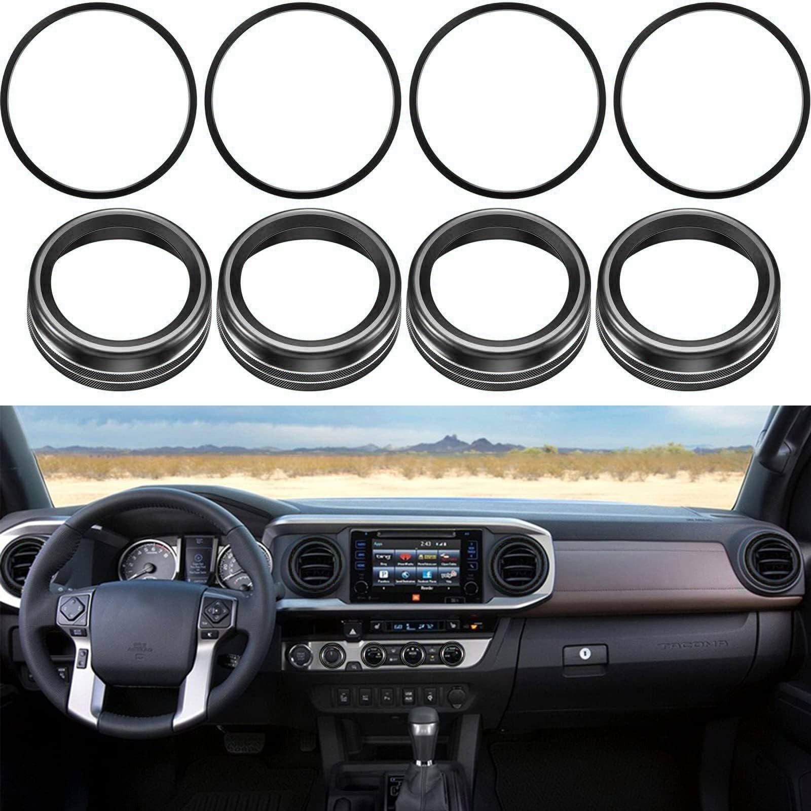 Autk Aluminum Alloy Ac Knob Covers Vent Outer Rings Kit For Toyota Tacoma