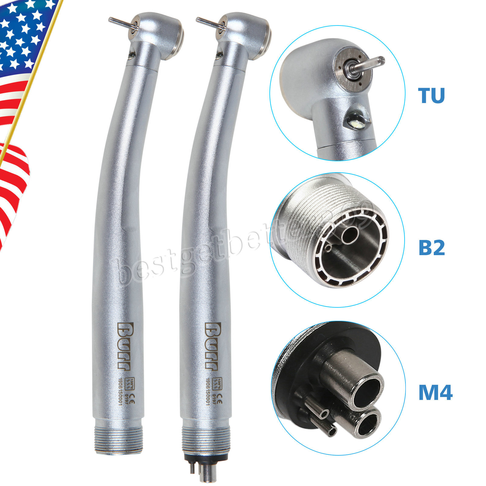 Dental LED/No LED High Speed Handpiece 4/2Holes Cartridge NSK Style USA F3