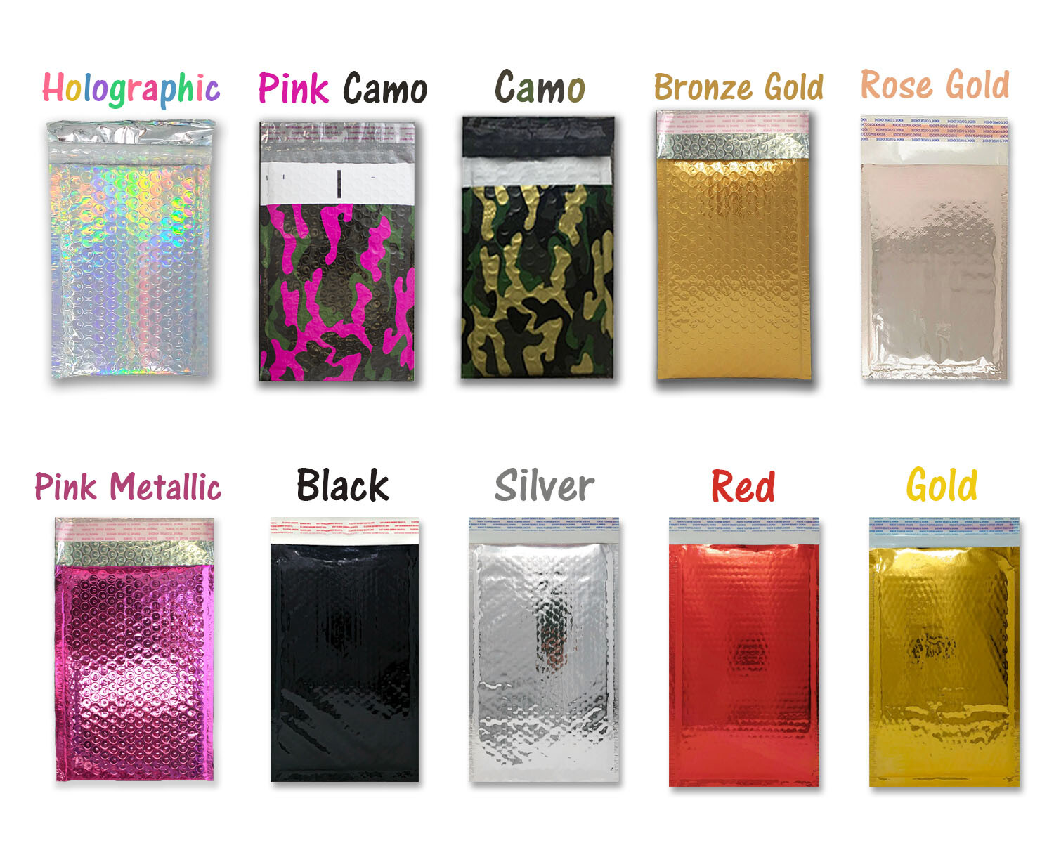 4×8″ Metallic Bubble Mailers Padded Shipping Poly Mailing Envelopes Combo Pack