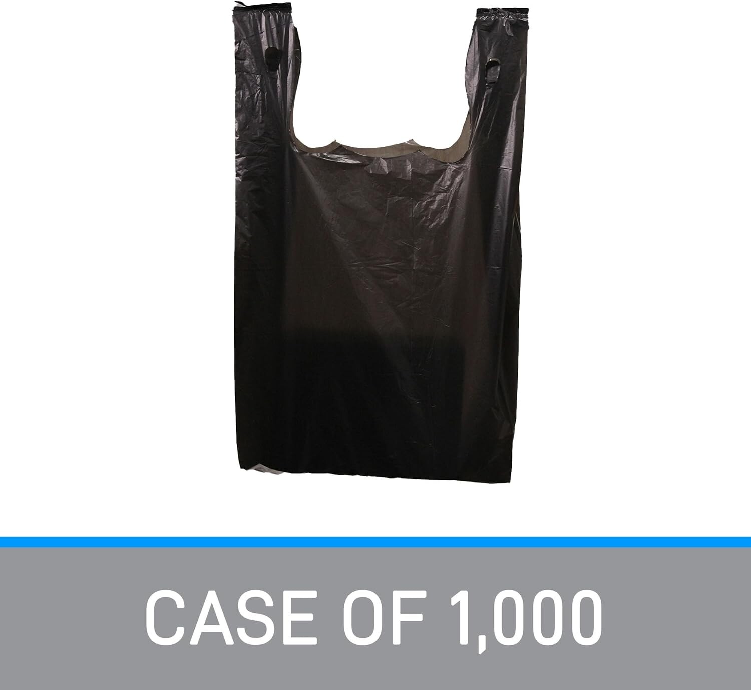 1000 Black Plastic Shopping Grocery Bags Retail Grocery T-Shirt 11″ x 6″ x 21″