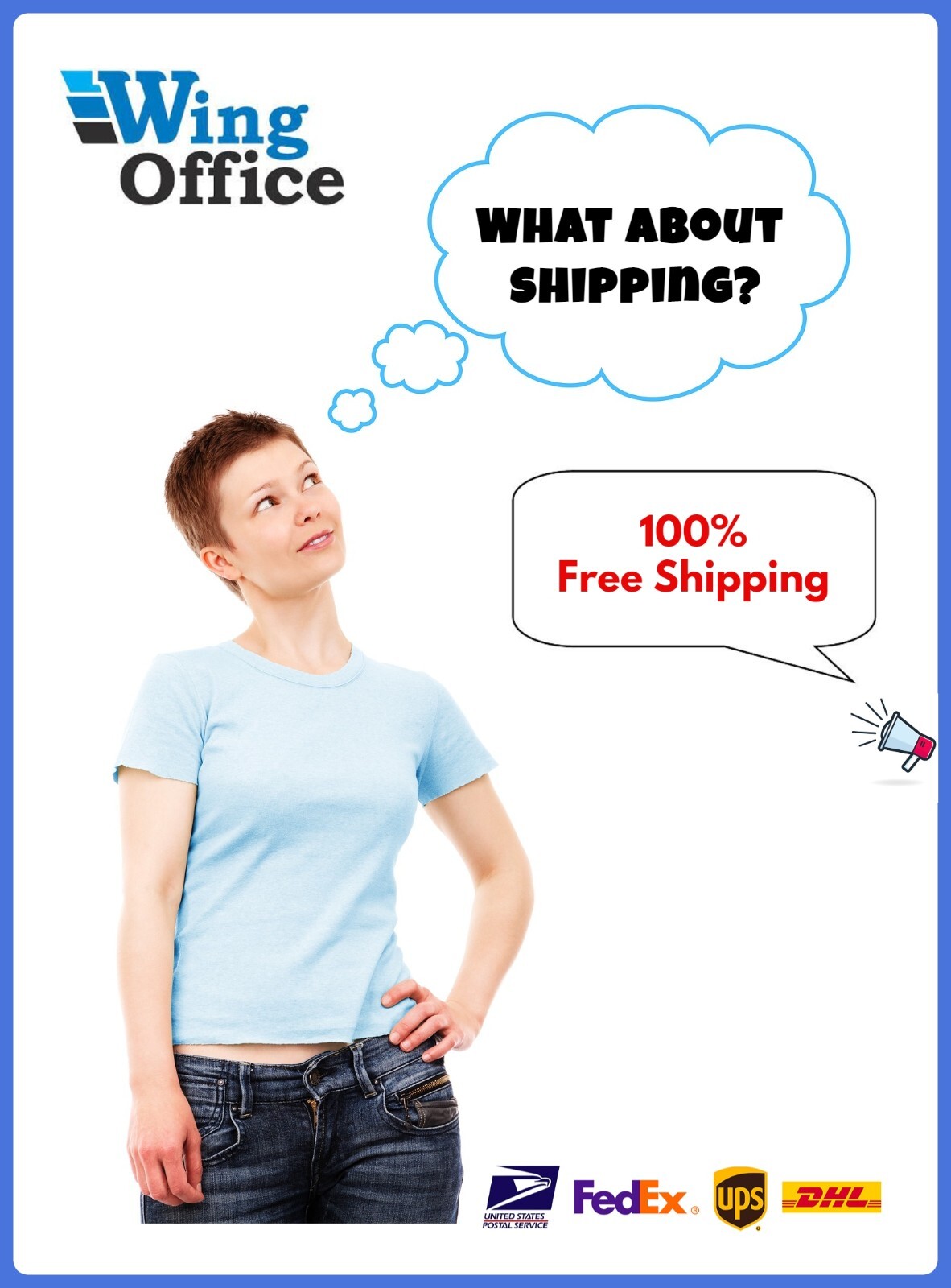 1000 Wing Office SHIPPING LABELS Self Adhesive Round Corners 7.0 X 4.5 USA MADE