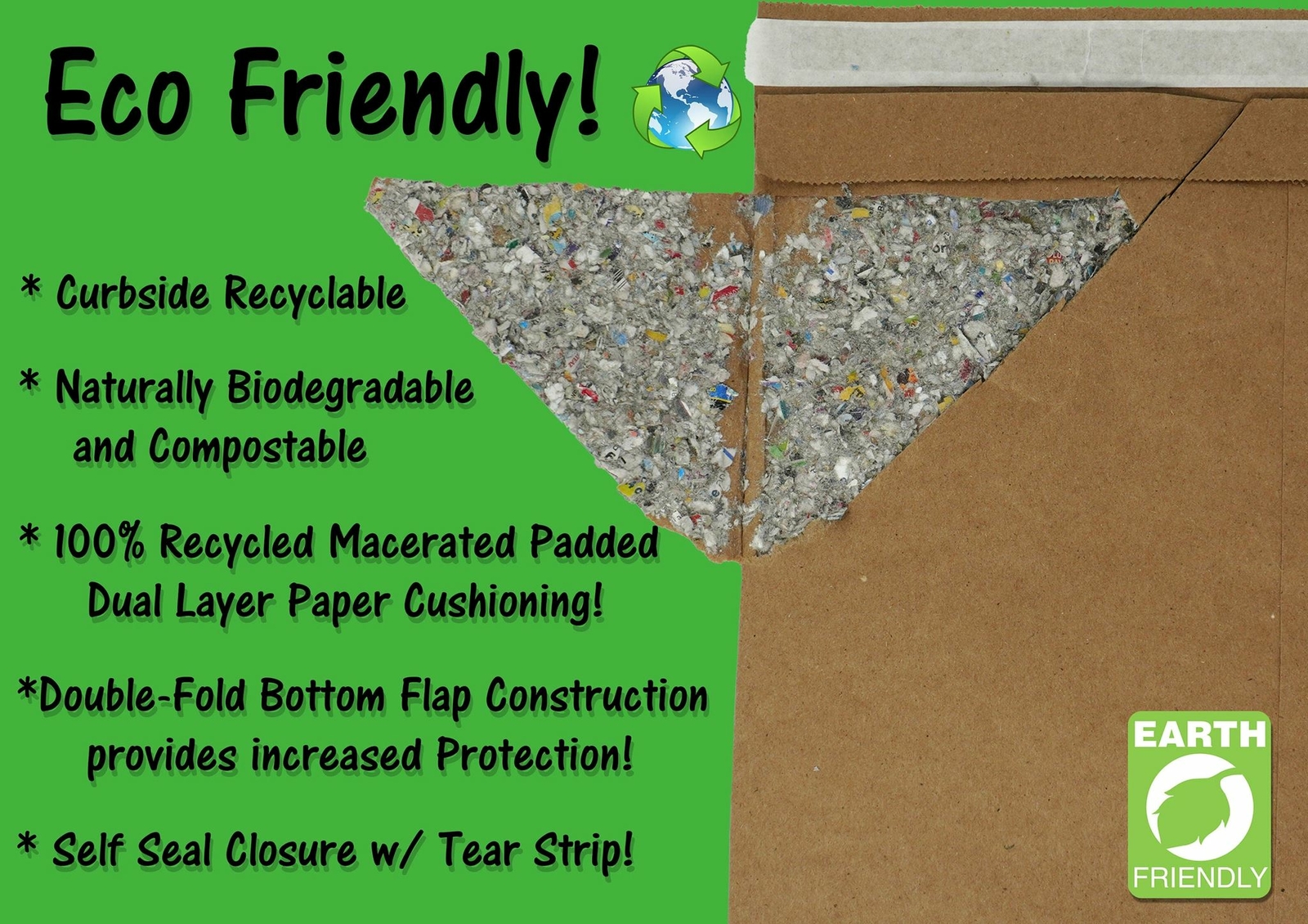Eco Friendly Brown Kraft Heavy Duty Paper Padded Mailers! Cushioned Recyclable M