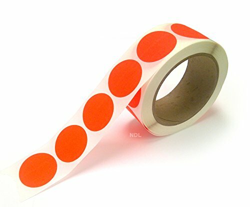 Color Coding Stickers, 500 Labels per Roll, Red Fluorescent, 1.5″ Round