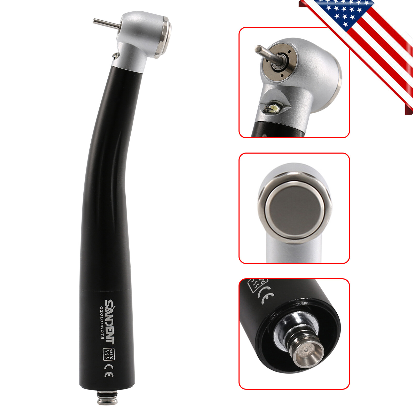 Dental LED E-generator Fiber Optic High Handpiece Turbine Internal Triple Spray