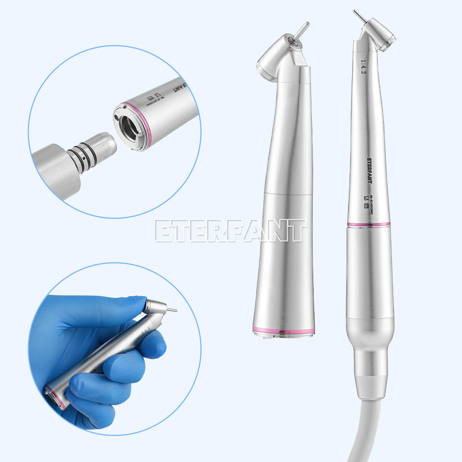 ENTERFANT NSK Style Dental 45° LED 1:4.2 High Speed Contra Angle Handpiece