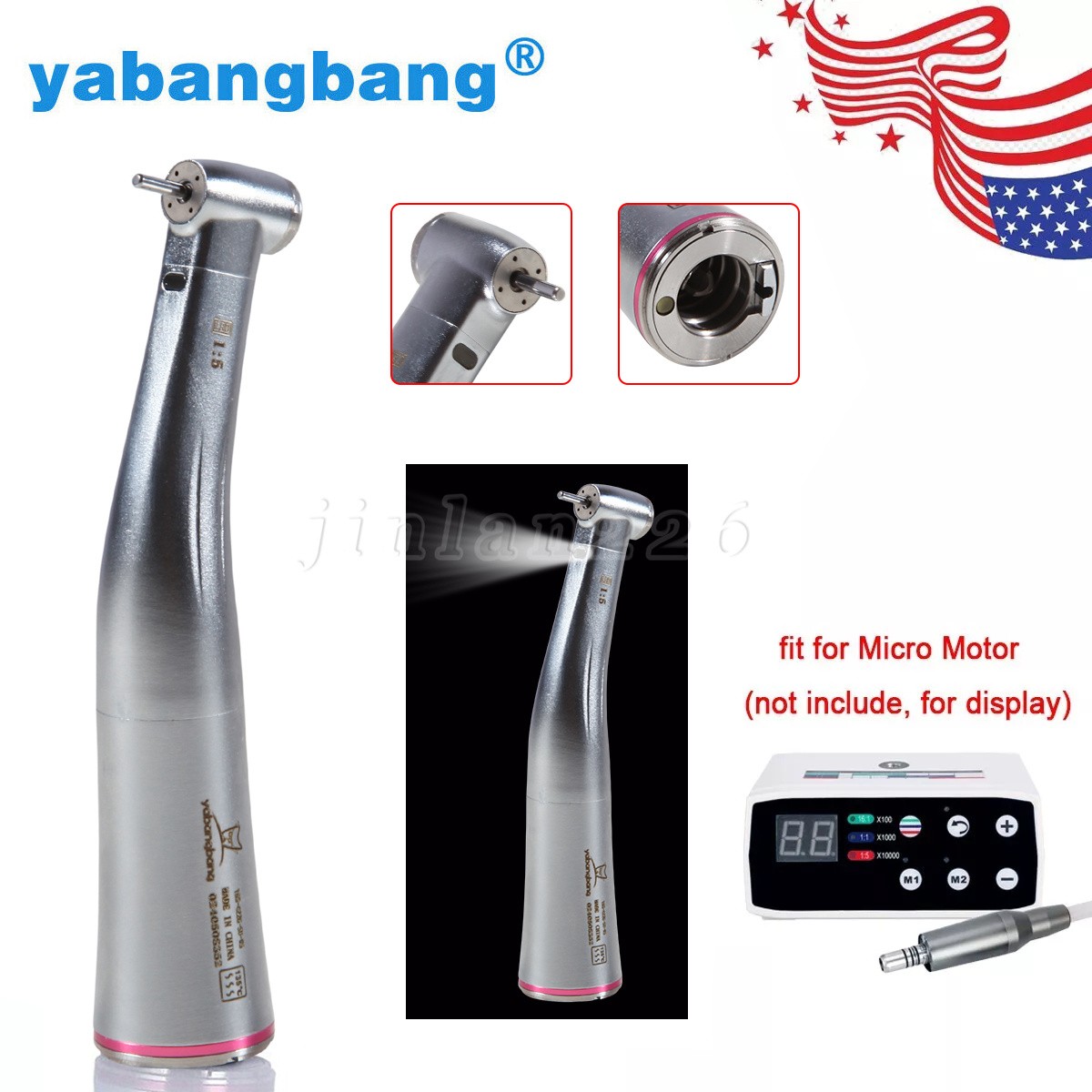 NSK Ti-MAX X95L Style Dent 1:5 LED Fiber Optic Contra Angle Handpiece Red Ring