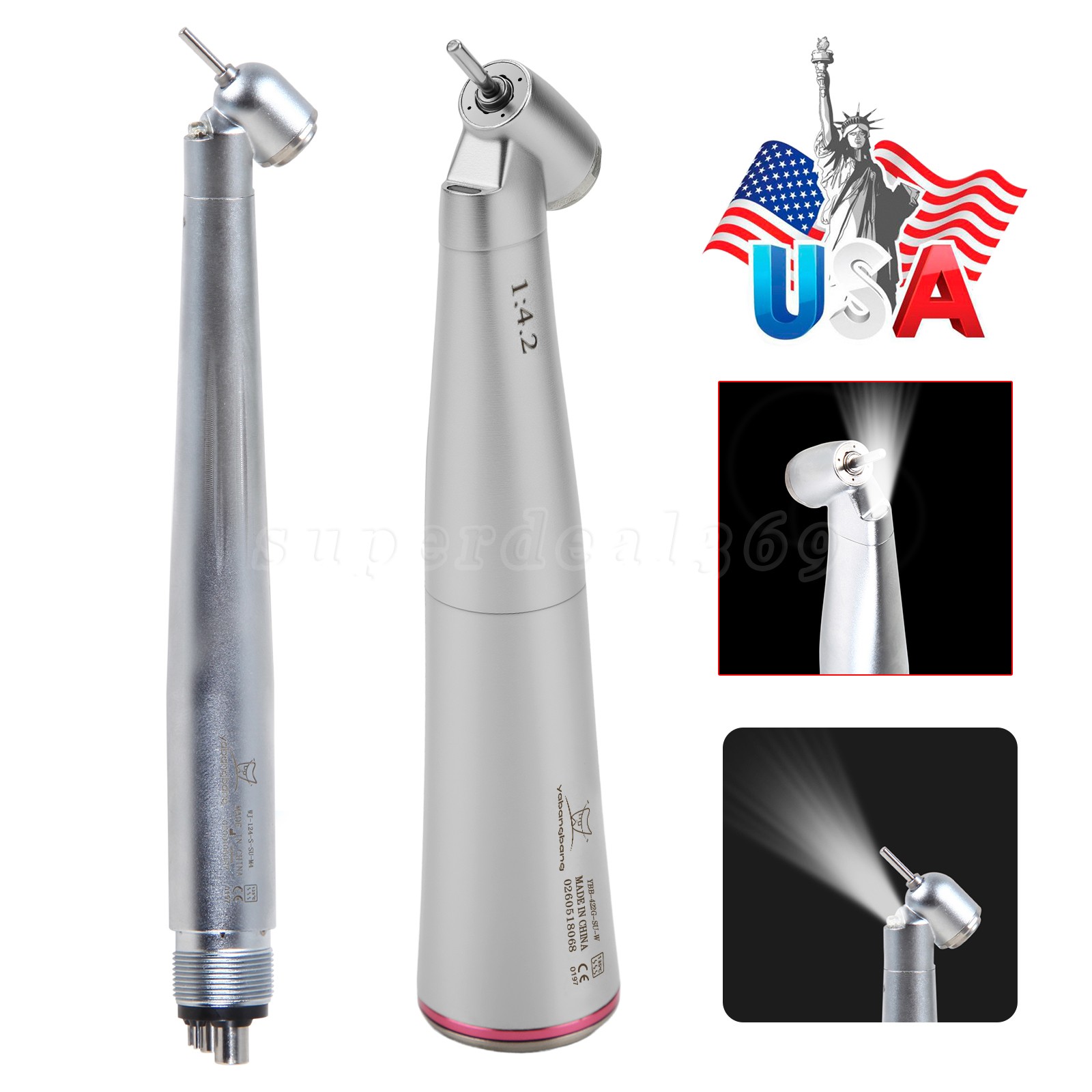 Dental 45° LED Contra Angle Surgical Handpiece/1:4.2 Increasing High Speed 4Hole