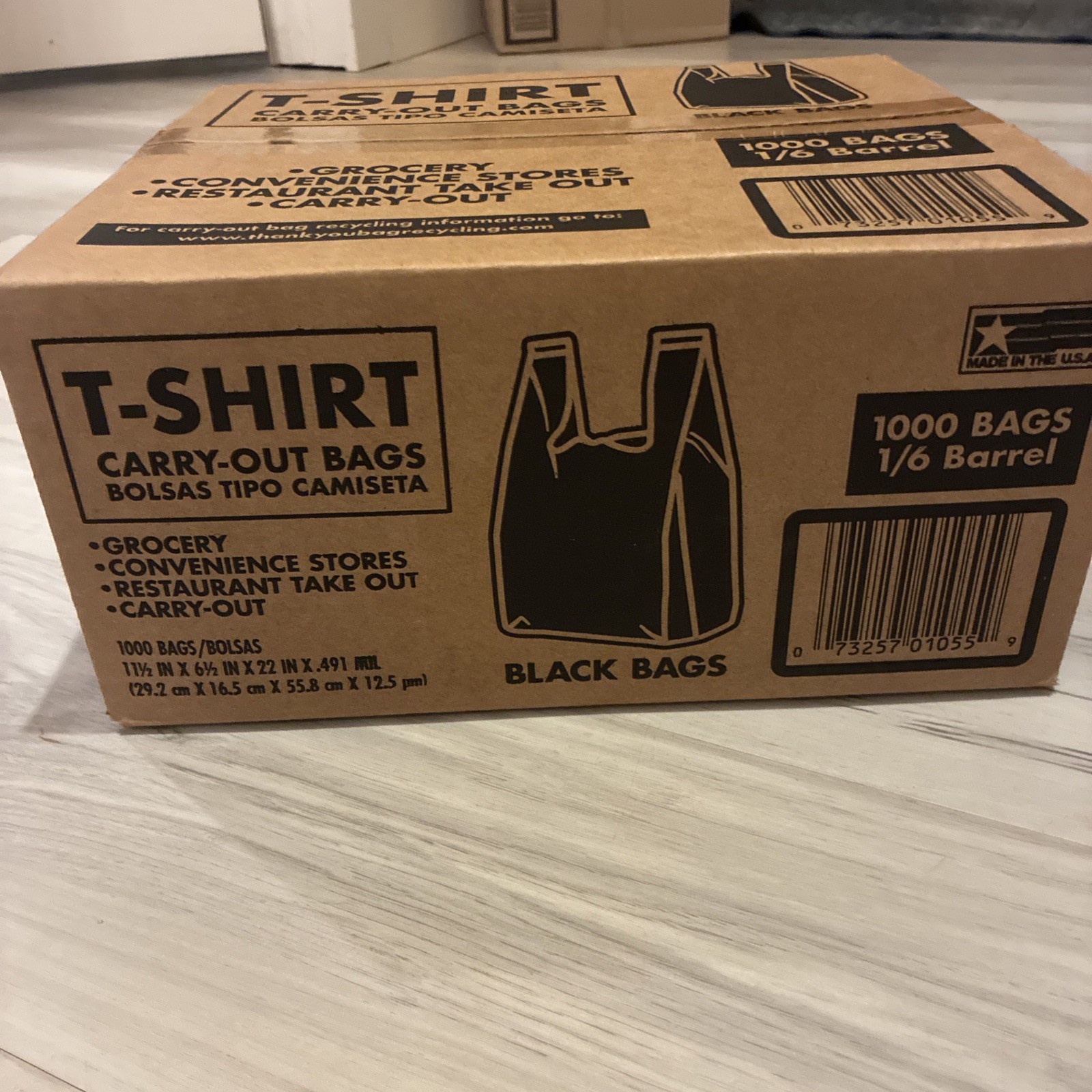 Black T-Shirt Carryout Bags, 11.5″ x 6.5″ x 22″ (1,000 ct.)
