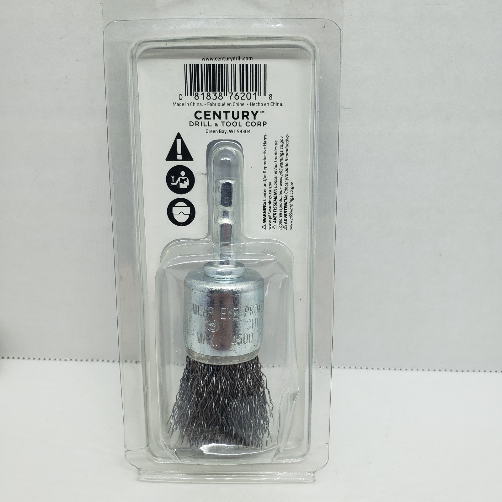 Century Coarse Crimped End Wire Brush 1″ 1/4″ Hex Stem #76201
