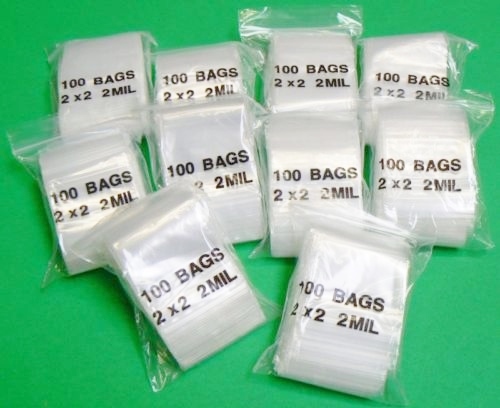 2×2 Clear 2mil Poly Bags Squeeze Zip Reclosable Bags 2″ x 2″ Square 1000 Pcs