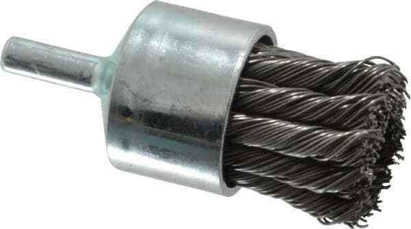 Weiler 1-1/8″ Brush Diam, Knotted, End Brush 1/4″ Diam Shank, 22,000 Max RPM