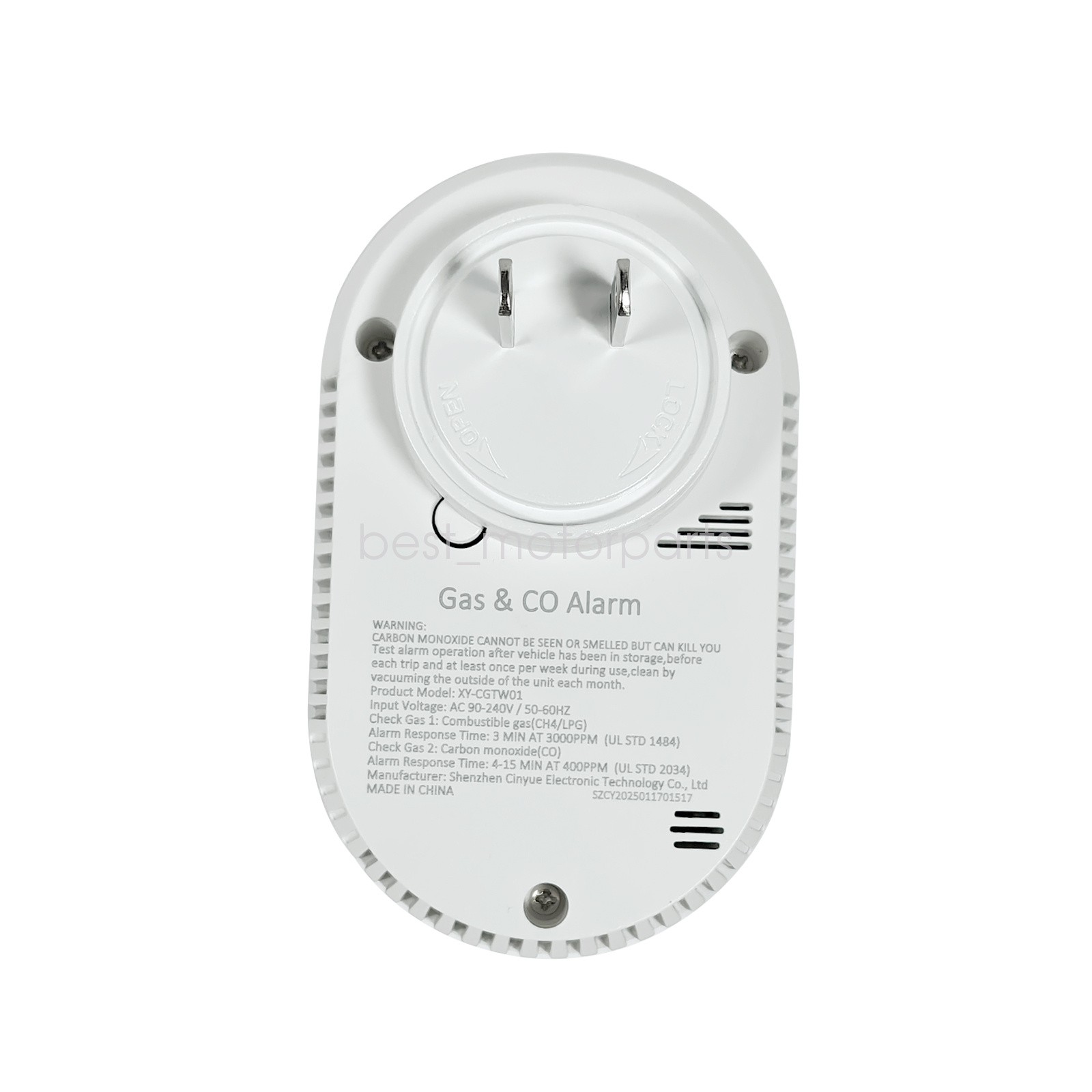 Portable 4-in-1 CO Detector with Smoke & Natural Gas, Plug-in Safety Alarm