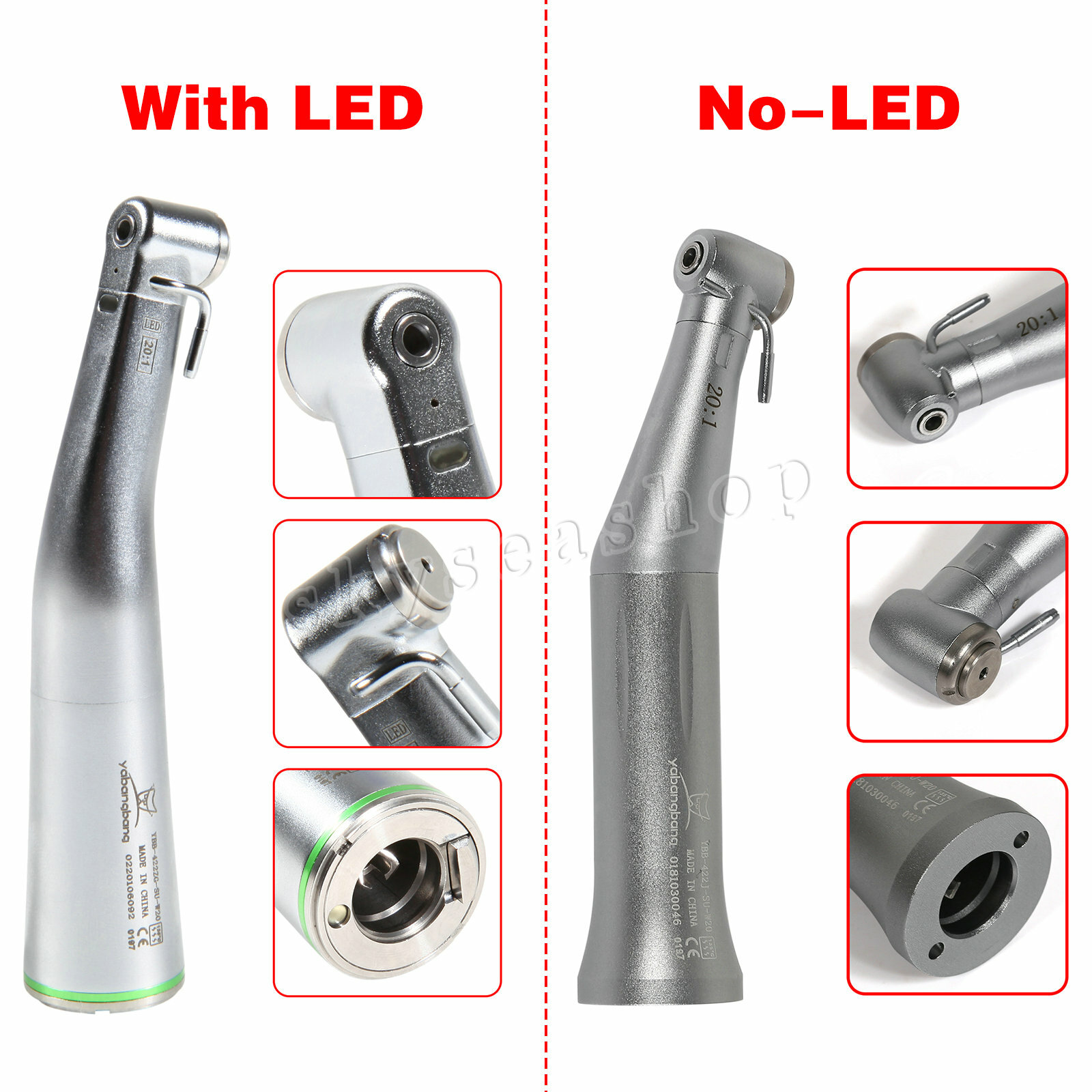 Dental 1:1 1:5 20:1 (LED Optic) Contra Angle Handpiece fit KaVo NSK Sirona bw