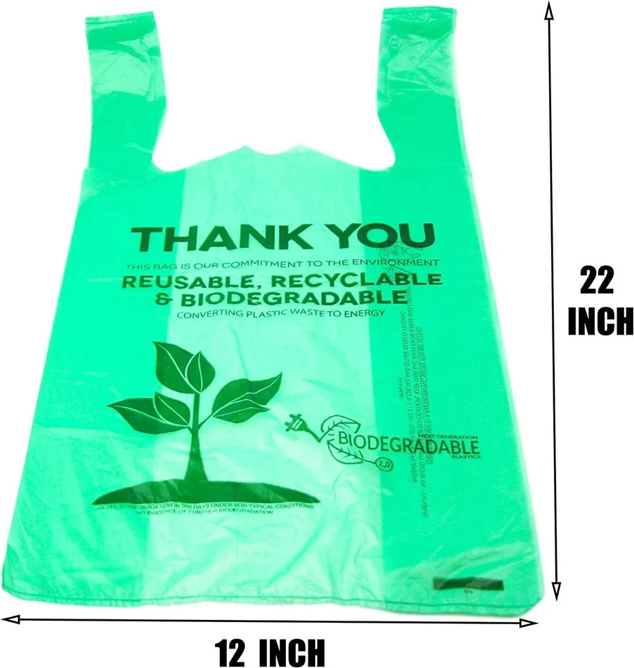 Bags 1/6 Large 22 x 6.5 x 12 Biodegradable T-Shirt Plastic Grocery Shopping Bags