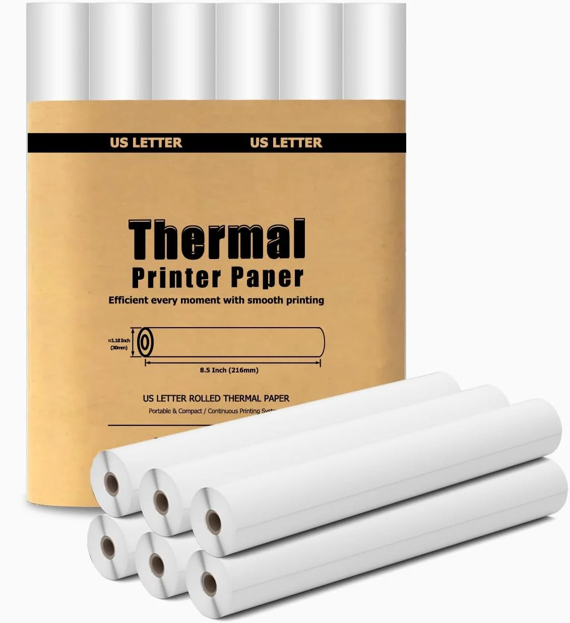 6 Rolls Thermal Paper 8.5” x 11” for Thermal Printer, Compatible with A285M/ N