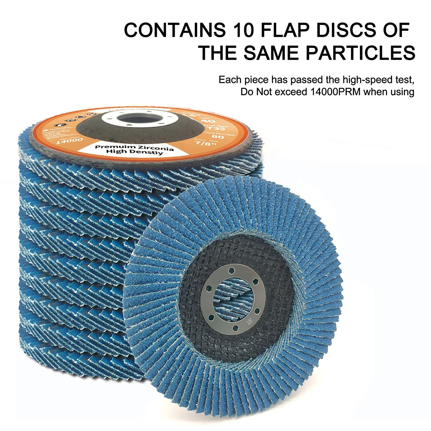 10 Pcs Flap Discs 40 Grit 4 1/2â€X7/8â€ Grinding Wheel Flapper Wheel for Di…