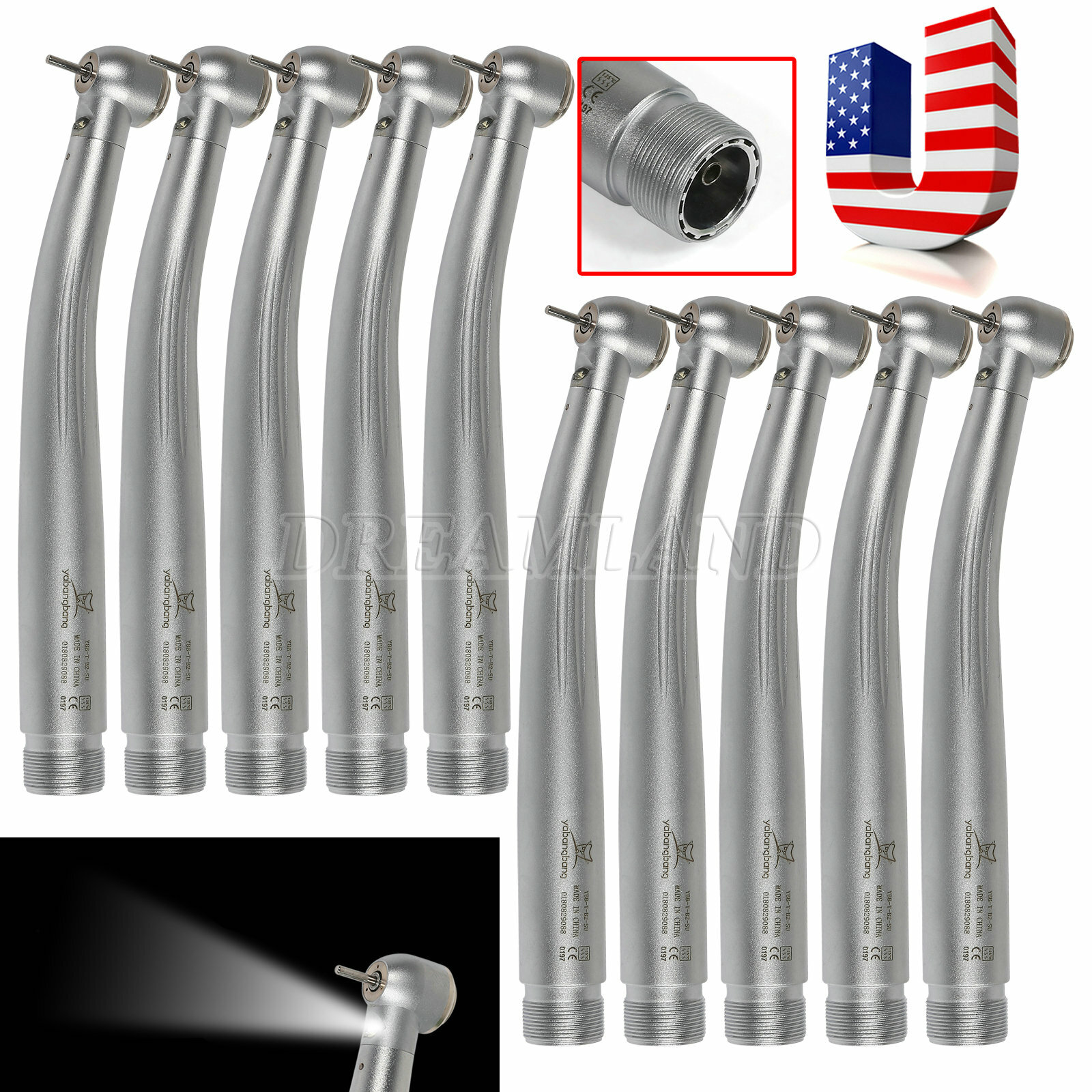 Yabangbang Dental LED E-generator Fiber High Speed Handpiece Turbine 4/2Hole
