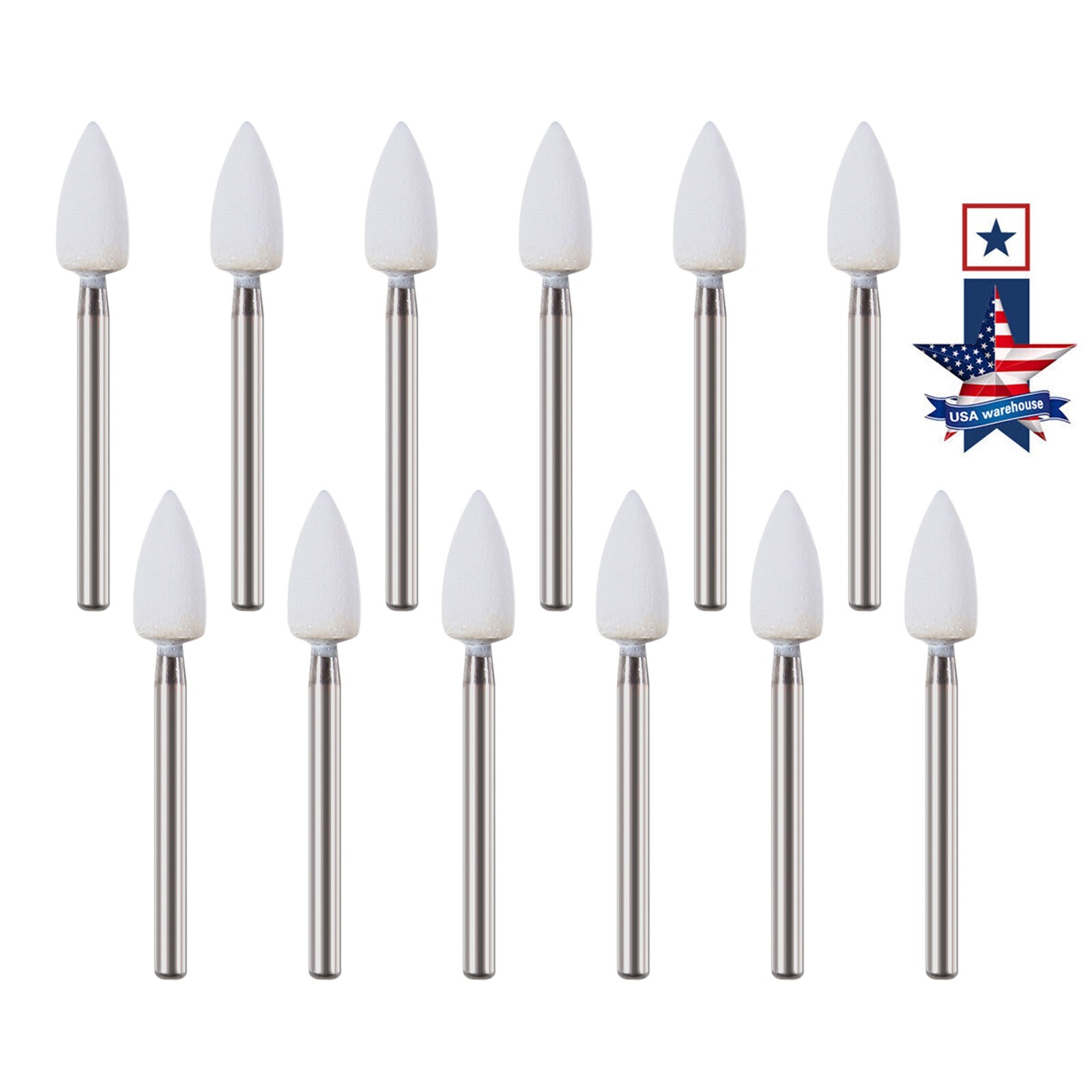 12pcs Dental Flame White Stone Polishing FG Burs Fl2 Abrasion Point Bur SANDENT