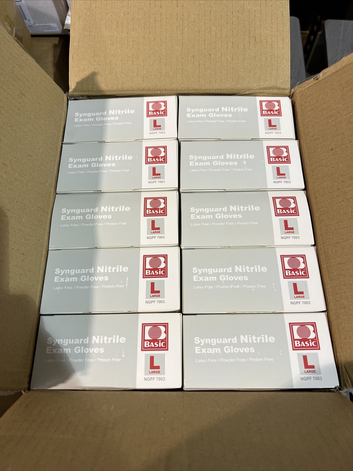 (Case Of 10 Boxes 100 Ct Per Box) Basic Large Disposable Blue Nitrile Gloves